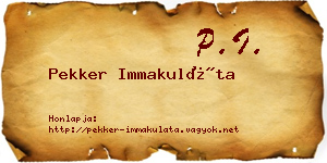 Pekker Immakuláta névjegykártya